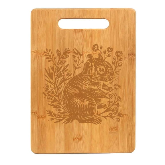 Bamboo Wood Cutting Board Floral Squirrel