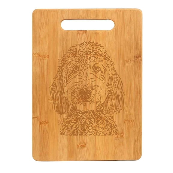 Bamboo Wood Cutting Board Labradoodle Head