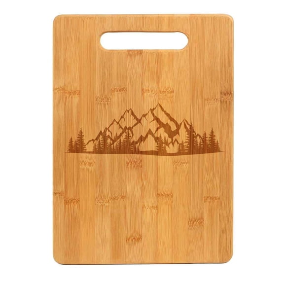 Bamboo Wood Cutting Board Mountain Forest Scene