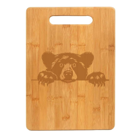 Bamboo Wood Cutting Board Peeking Bear