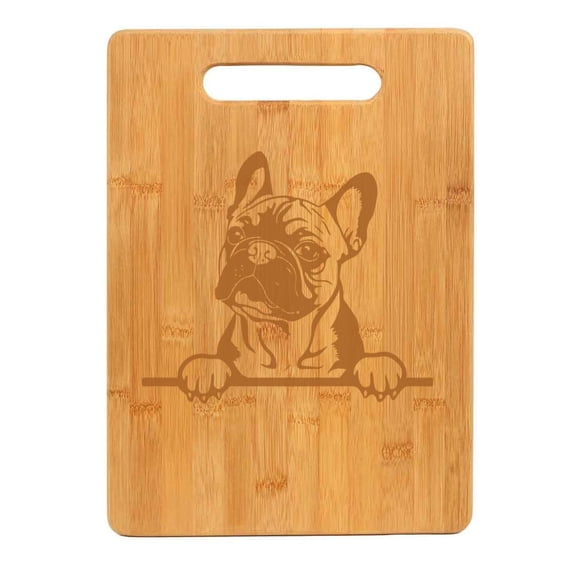 Bamboo Wood Cutting Board Peeking French Bulldog Frenchie Dog