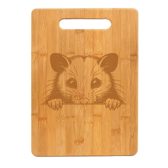 Bamboo Wood Cutting Board Peeking Opossum
