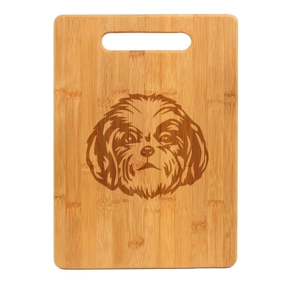 Bamboo Wood Cutting Board Shih Tzu Face