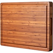 Bamboo Wood Cutting Board for Kitchen, 16x11 inch with Side Handles and Juice Grooves,1" Thick Chopping Block, Cheese Charcuterie Board
