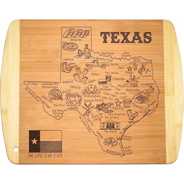 Bamboo Wood Cutting Board with Texas State Design, Bamboo Chopping ...