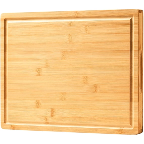Bamboo Wood Cutting Boards for Kitchen, 1" Thick Charcuterie Boards, Butcher Block with Juice Grooves & Handles
