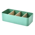thumbnail image 1 of Bamboo Wood Makeup Organizer Basket, 8 Compartment Desktop Storage Box for Cosmetics, Brushes, Lipsticks, Green, 1 of 9