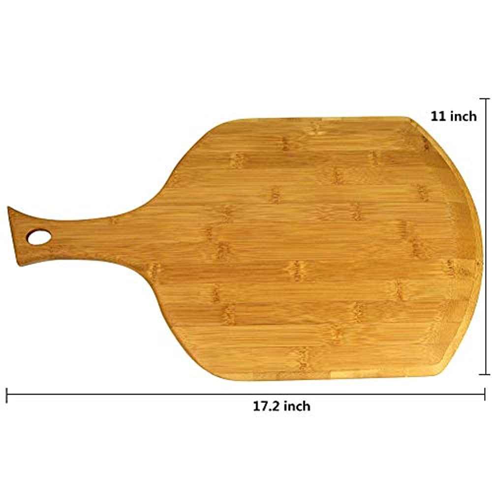 Bamboo Wood Pizza Peel Square, Pizza Paddle Cutting Board with Handle