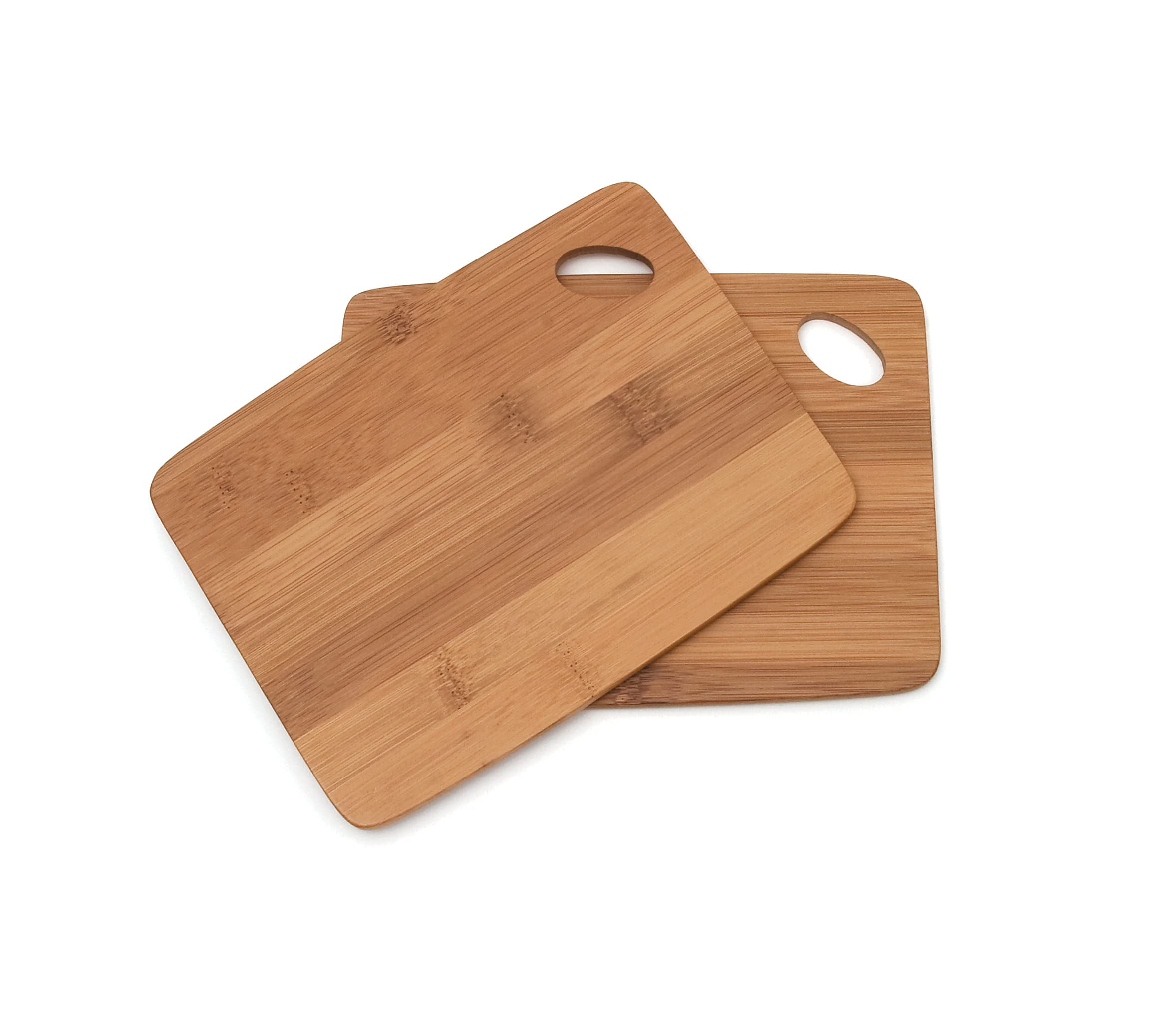 Set of 2 Bamboo Wood Thin Cutting Boards with Oval Hole