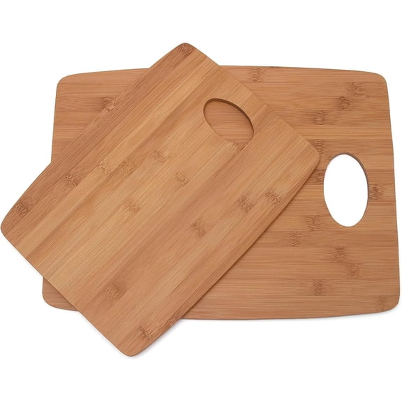 Bamboo Wood Thin Kitchen Cutting Boards with Oval Hole in Center, Set of 2 Board