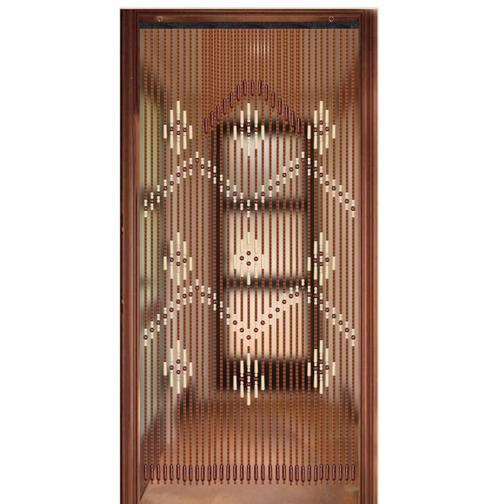 Bamboo Wooden Beaded Curtain for Doorway, Coffee Color, 32 Lines String Door Curtains