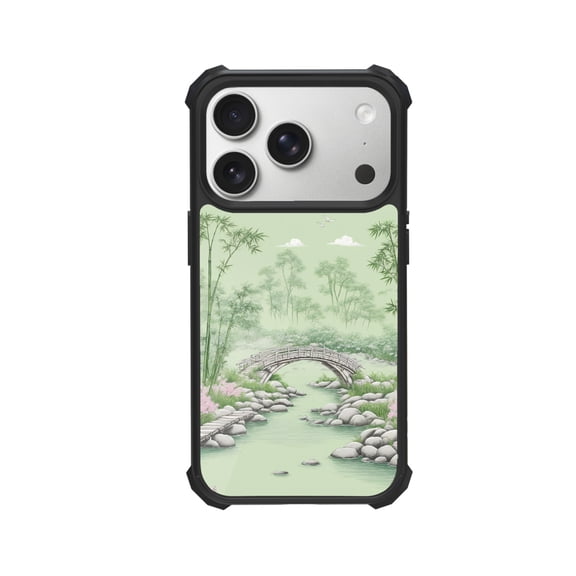 Bamboo Wooden Bridge Shockproof Case For iPhone 12 13 14 15 16 Pro Max Series – TPU Bumper + Hard PC Back, Air-Cushion Corners