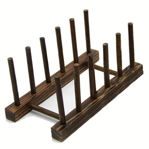 Bamboo Wooden Dish Rack, Plate Holder Kitchen Storage Cabinet Organizer for Plates Bowls Cups Pot Lids Cutting Boards Mitten Glove Rack