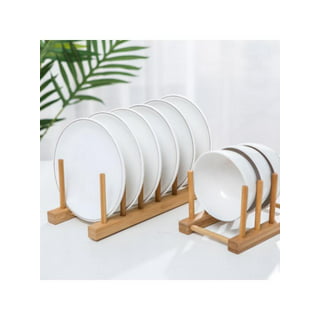 4PCS Plate Holders Organizer, Metal Dish Storage Dying Display Rack for  Cabinet, Counter and Cupboard - White， 2 Small and 2 Large