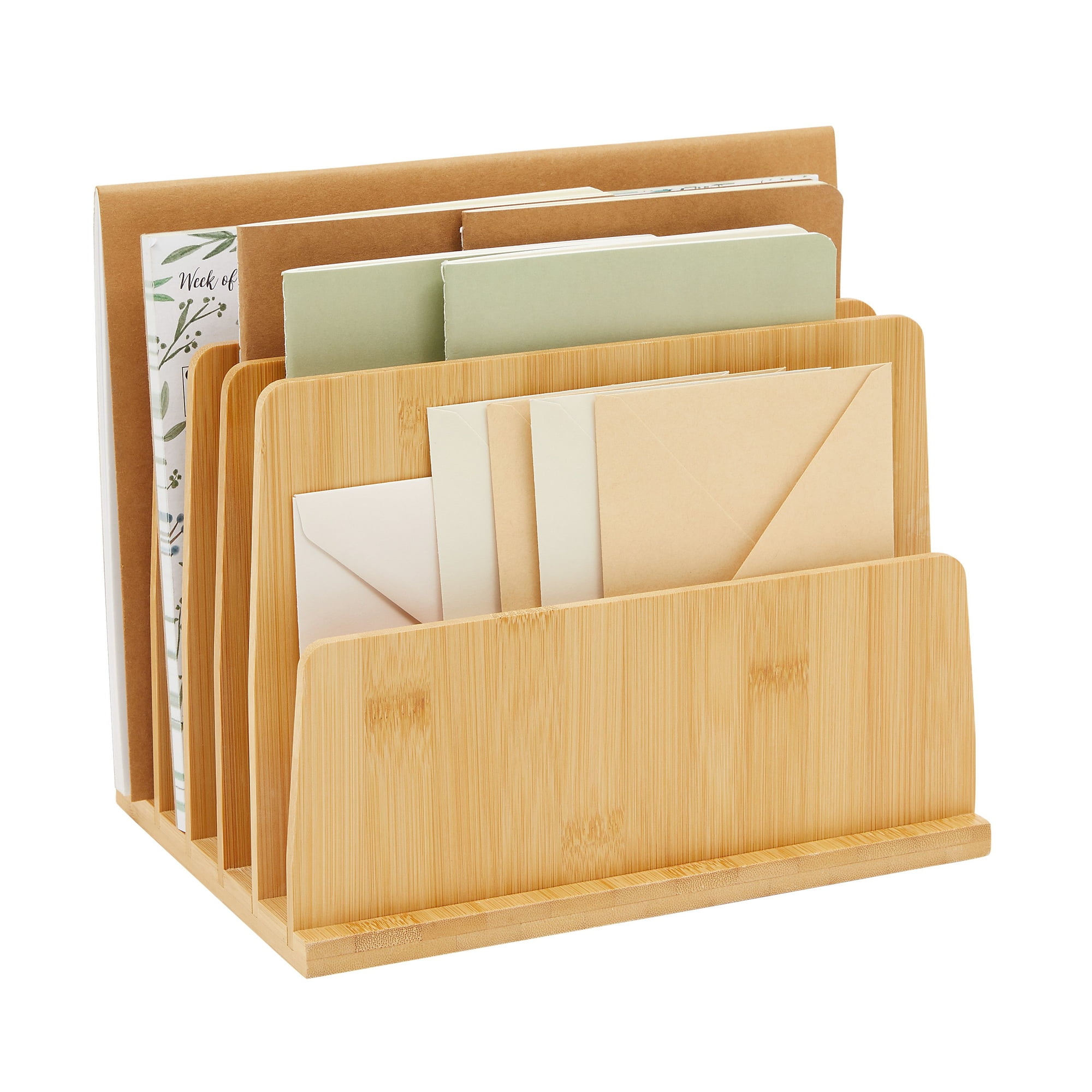  File Organizer for Desk Mail Organizer Countertop, Wood  Detachable 4 Slots Mail Sorter Letter Holder, Desktop Accessories Organizer  Office Supplies Organzier for Letter Mail Folder Bill Document ipad :  Office Products
