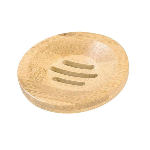 Bamboo Wooden Soap Dish Drainer Shower Soap Storage Holder Soap Tray for Bathroom Shower Vanities Kitchen Sink Round