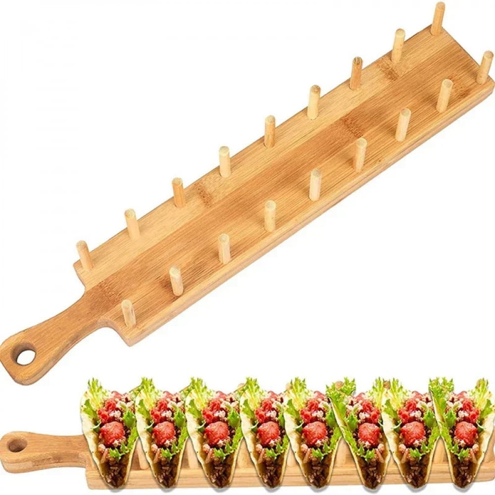 Bamboo Wooden Taco Holder Taco Display Stand Burrito Tortilla Plate ...