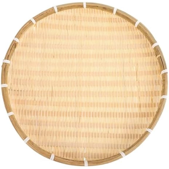 Bamboo Woven Basket Tray: Round Sieve 16 Inch Reusable Woven Tray - Shallow Food Basket No Hole Decorative Container for Drying Herbs Food Grains Home Kitchen Use$$Home Decor, Kitchen, & Other