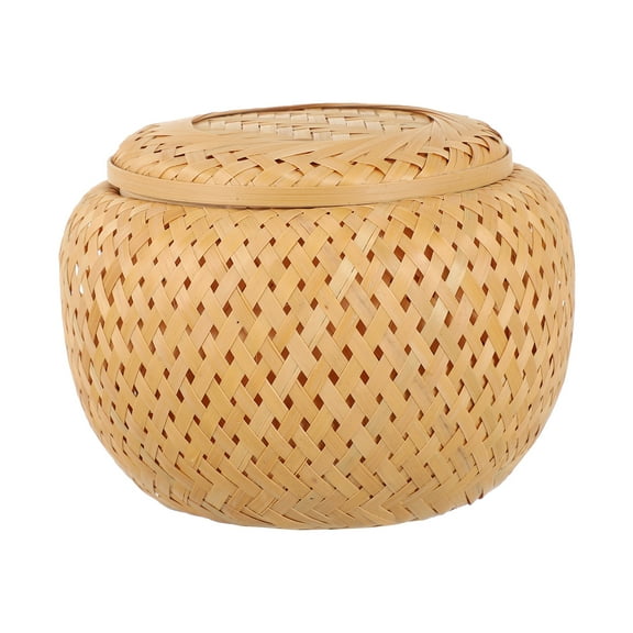 Bamboo Woven Jar with Lid Household Bamboo Basket Gift Wrapping Basket Bamboo Jar