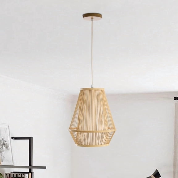 Bamboo Woven Pendant Lights Hanging Lamp with 12" Hand Bamboo Basket Shade for Kitchen Island Farmhouse Dining Room Bar Bedroom Foyer Hallway,Natural
