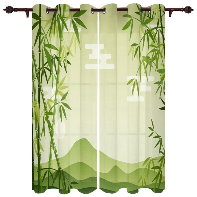 Bamboo Zen Chinese Style Curtains for Living Room Window Curtain for