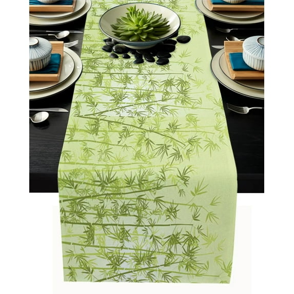 Bamboo Zen Chinese Style Modern Table Runner Holiday Party Decoration Wedding Tablecloth Dining Table Accessory