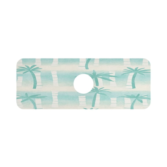 Bamboo and Palm Pattern Single Compact Faucet Drying Pad 14.7x5.4in Absorbent Mat for Small Sinks, Vanity Countertops
