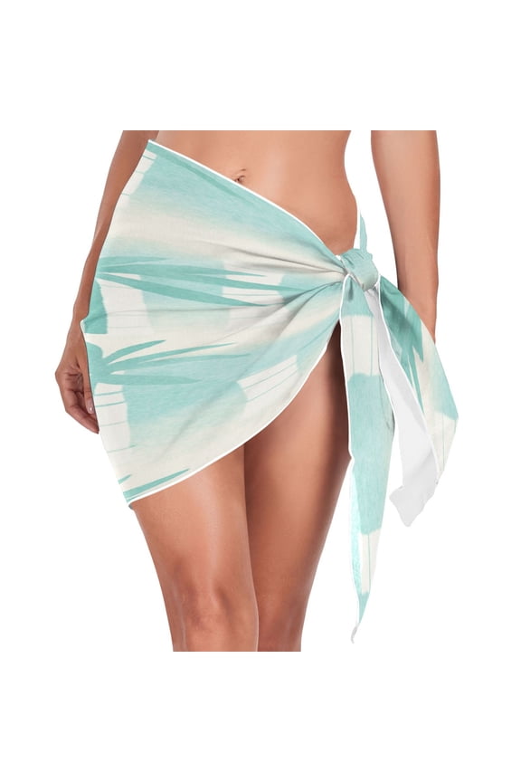 Bamboo and Palm Pattern Triangle Beach Wrap Women's Swimwear Cover Up Sun Protection Quick Dry Summer Fashion Versatile Use