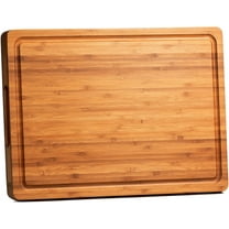 Bamboo and wood cutting boards for the kitchen, with side handles and juice troughs