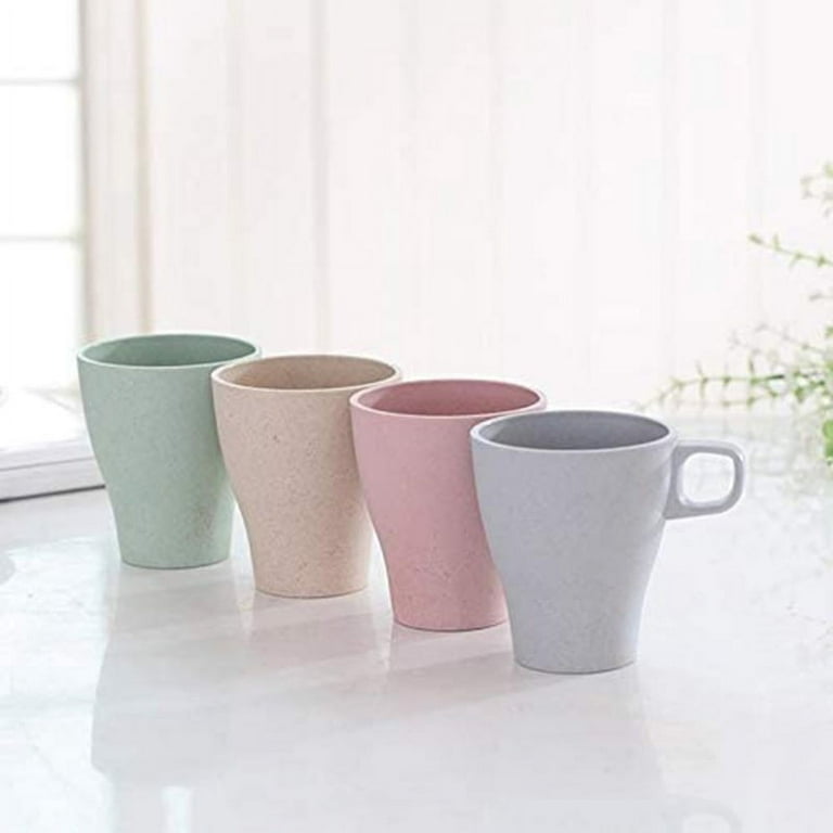 Bamboo Coffee Cup Without Melamine - Light and Robust As A Tea Camping or Children's Mug - Set of 4 Green Blue Beige Pink BPA Free Dishwasher Safe