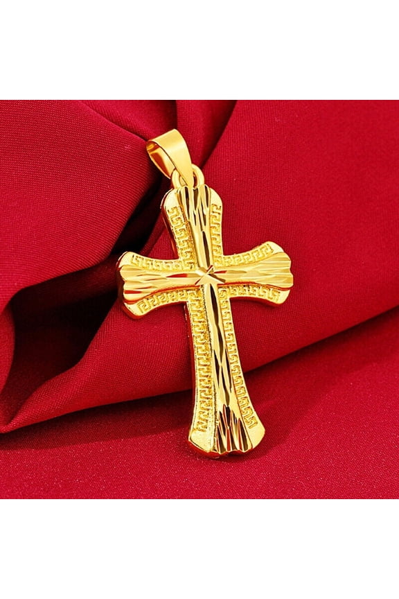 Bamboo cross 22K 23K 24K Thai Baht Gold Filled Yellow GP Necklace