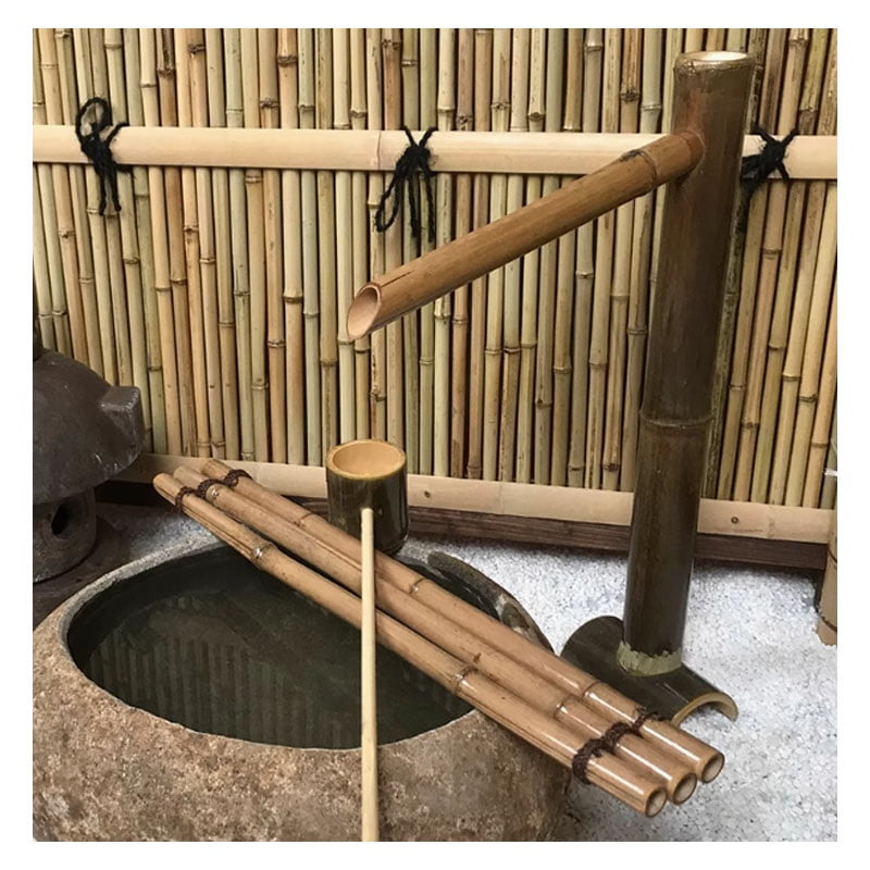 Bamboo fountain with water pump, bamboo fountain set water feature outdoor garden landscaping Japanese garden design for outdoor areas spout waterfall
