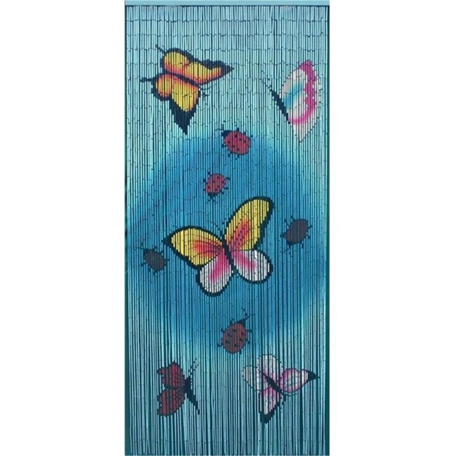 Butterflies Bamboo Beaded Curtain Panel for Doorway