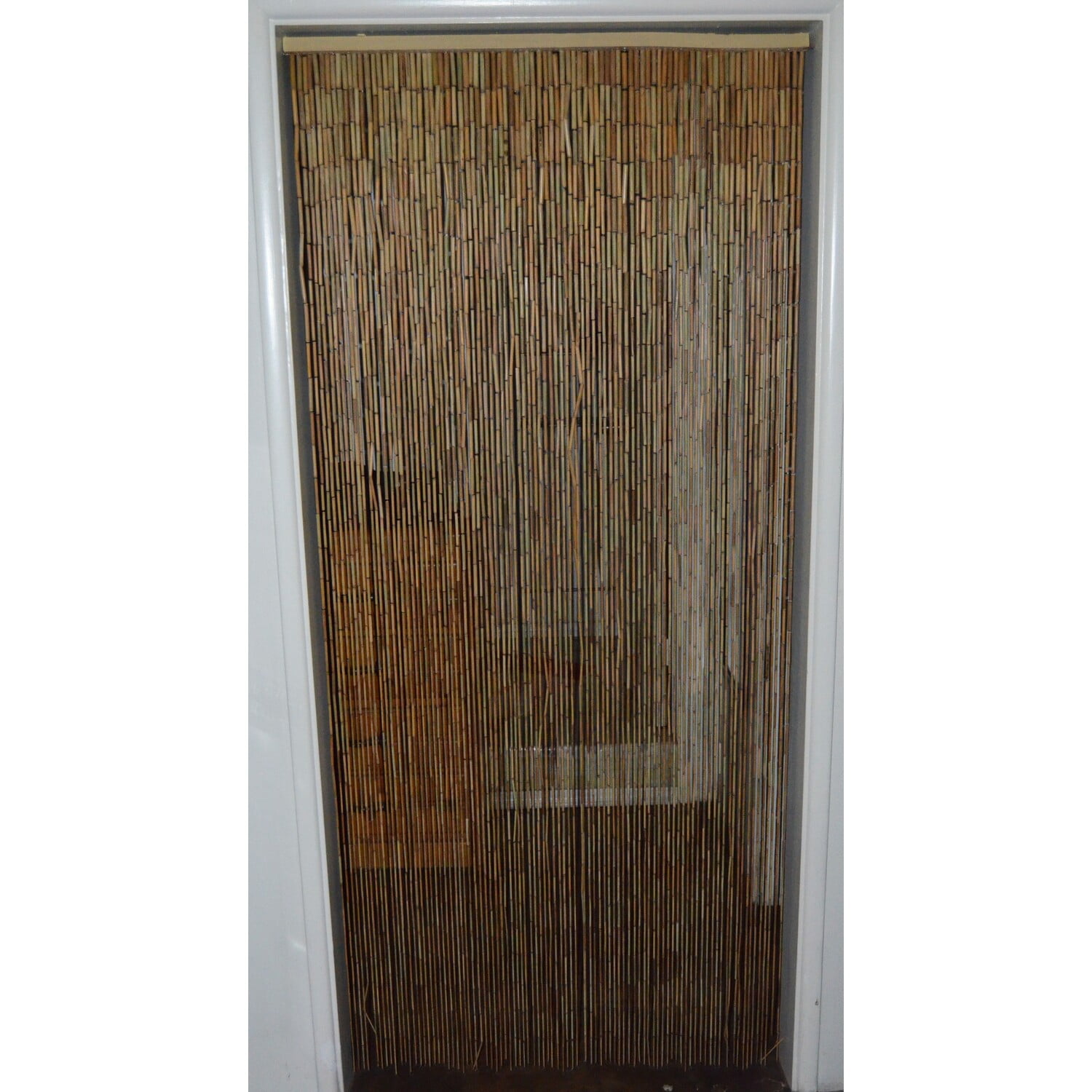 Natural Bamboo Green Beaded Rod Pocket Doorway Curtain