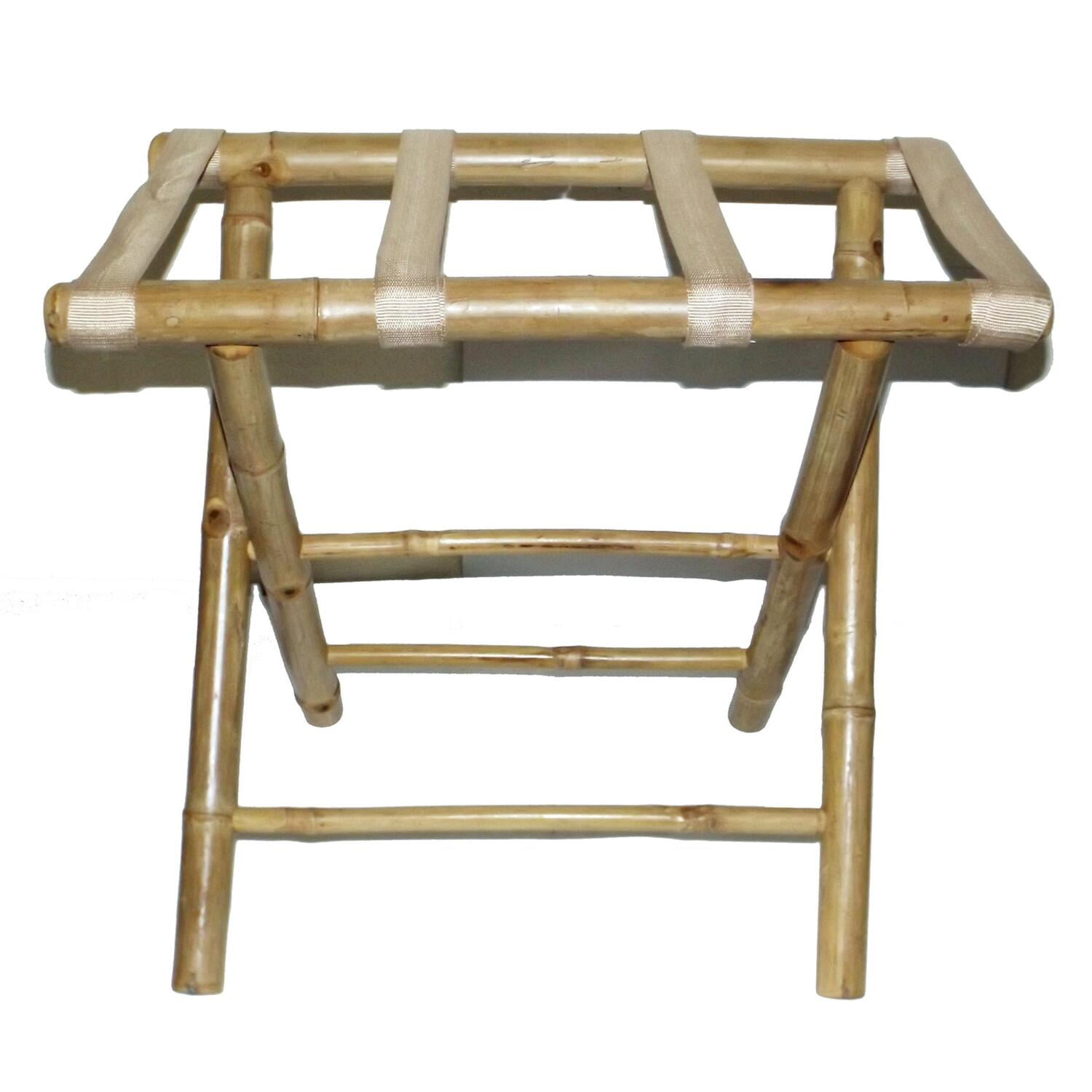 Natural Bamboo Rectangular Pedestal Luggage Rack