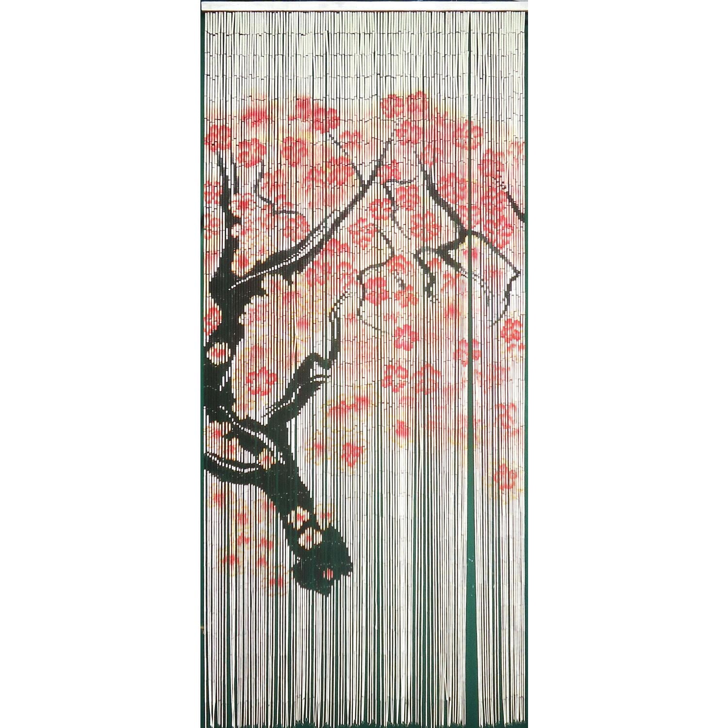 Bamboo54 Earthtone Florals Bamboo Beaded Curtain-Design:Cherry Blossom,Quantity:90 Strands