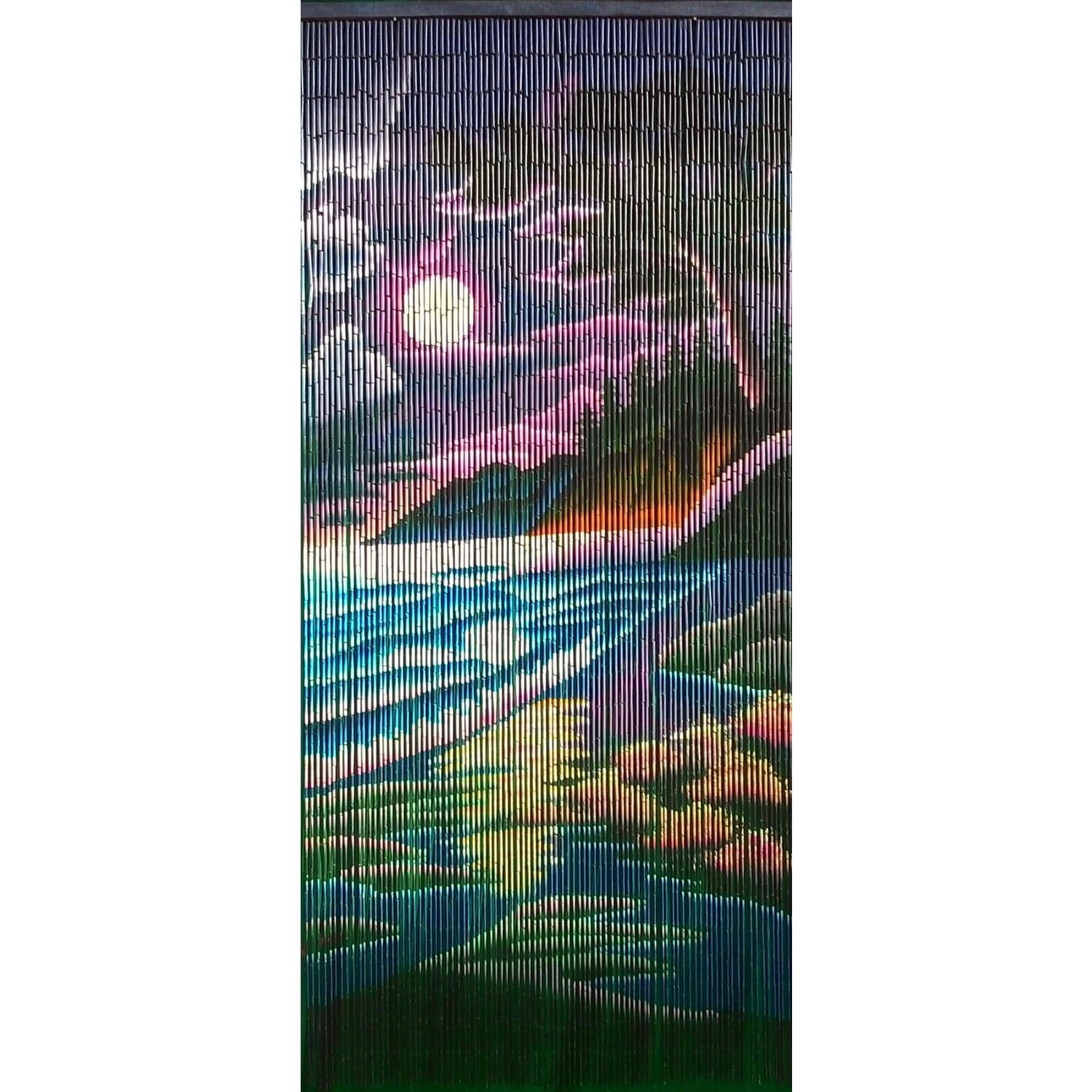 Eco-Friendly Blue Bamboo Beaded Doorway Curtain