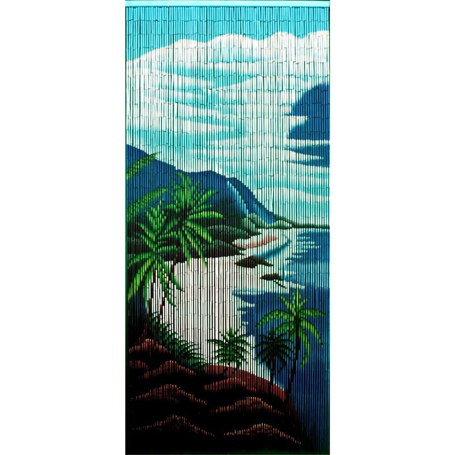 Bamboo54 Earthtone Florals Bamboo Beaded Curtain-Design:Tropical Clifts