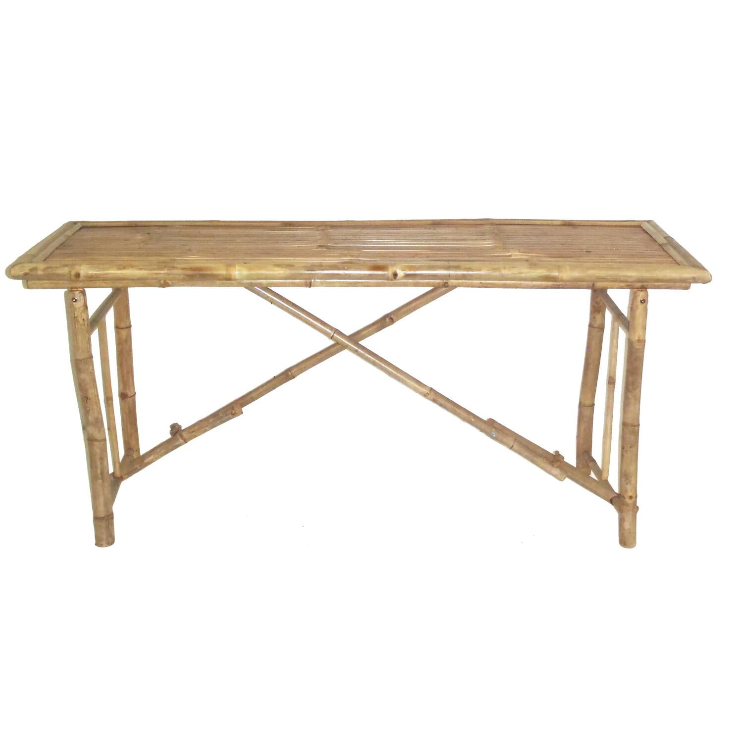 Long Natural Bamboo Folding Patio Table