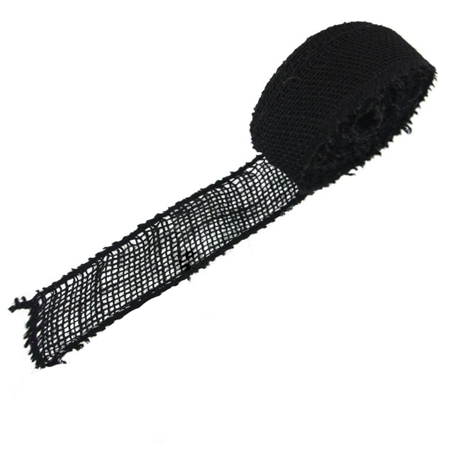 BambooMN 1.5" Wide 10 Yard Black Burlap Fabric Craft Ribbon Roll for Gift Wrap, Floral Arrangements, Decorations or DIY Projects , 2 Pieces
