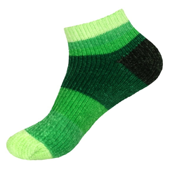 BambooMN Women's Chenille Fuzzy Color Block Ankle Socks - Forest Green - Extra Large - 1 Pair