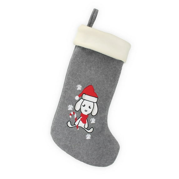 BambooMN 1 Pc Set 18" Classic Hand Embroidered Sequined Cute Animal Chirstmas Stocking, 14 Dog