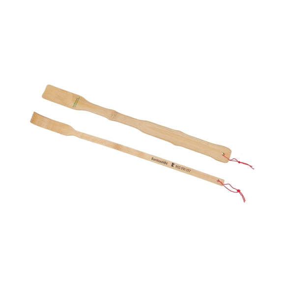 BambooMN 1 Pieces 17" Inch Handled Bamboo Shoehorn Plus 1 Free Travel Size Back Scratcher