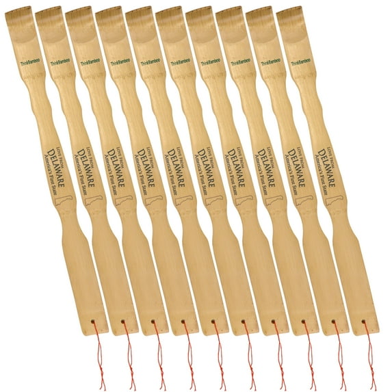 BambooMN 17" Bamboo Back Scratcher - w/Love of 50 States plus 1 Free Travel Size Back Scratcher - Delaware - 10 Units
