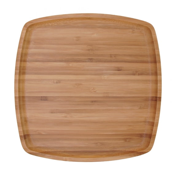 BambooMN 10" x 10" Organic Bamboo Decorative Display Table Top Tea Serving Tray Plate Holder for Coffee Dining Table, Countertop or Kitchen