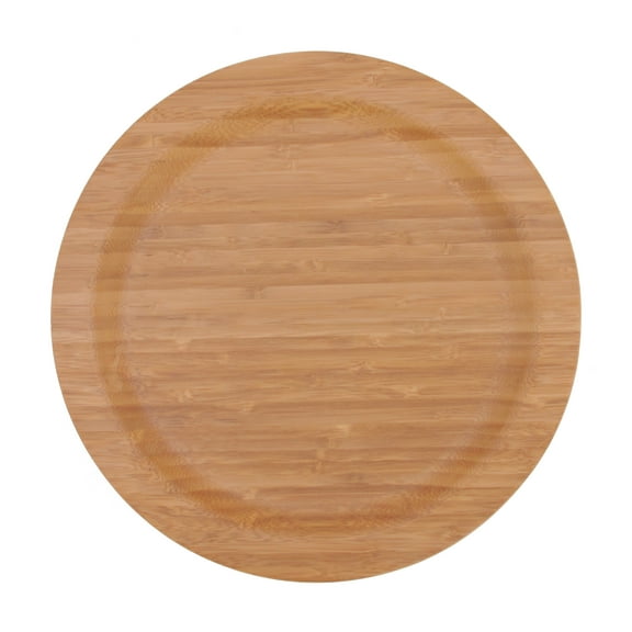 BambooMN 12" Dia Round Bamboo Ecoware Reusable Dinnerware Plates, 4 Pcs