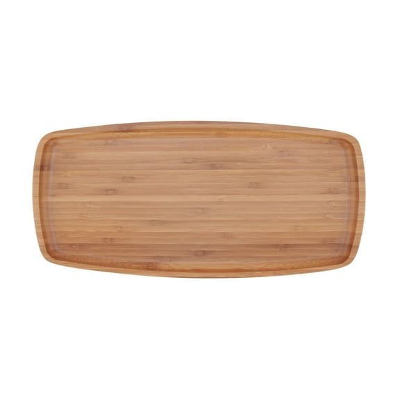 BambooMN 14" x 7" Bamboo Ecoware Reusable Dinnerware Rectangle Plates for Catered Events, Holidays, or Home Use Supplies, 4 Pcs