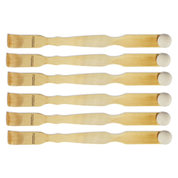 BambooMN 17 Inch Bamboo Wooden Back Scratchers Bongers for Itchy Stress Relief, 6 Pieces