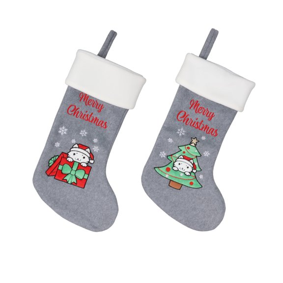 BambooMN 2 Pcs Set 18" Classic Personalized Embroidered Sequined Animal Christmas, Style Assortment 83