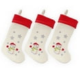 thumbnail image 1 of BambooMN 3 Pcs Set 18" Classic Hand Embroidered Sequined Cute Animal Chirstmas Stocking, 12 Snowman, 1 of 3